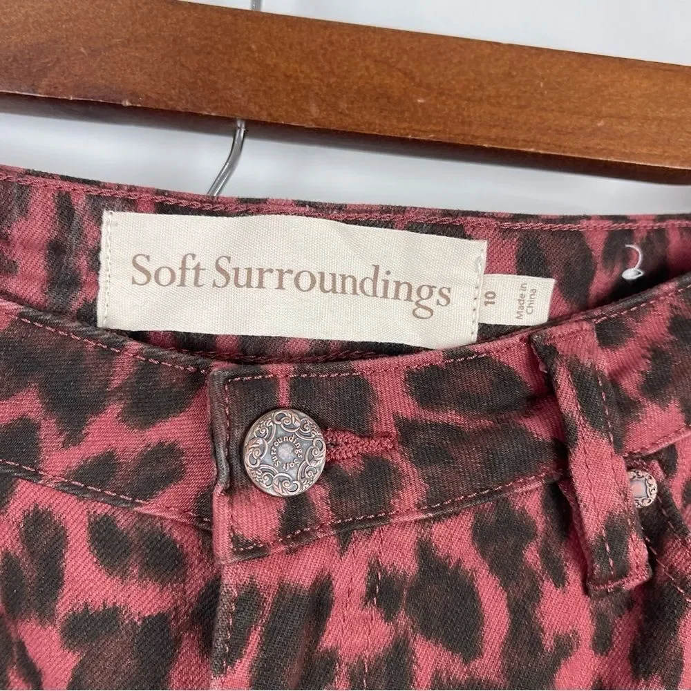 Soft Surroundings Ultimate High Rise Skinny Jeans Leopard Print Women's Size 10